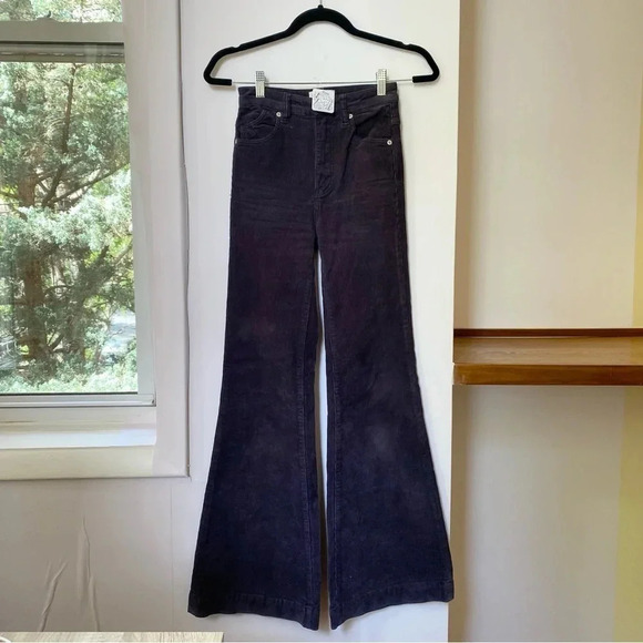 NWT Free People Rolla's East Coast Flare Pants Cord Jeans Purple - Picture 1 of 5